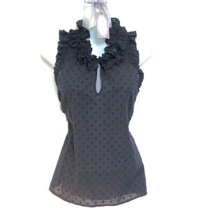 J. Crew | Clip Dot Ruffled Sleeveless Top